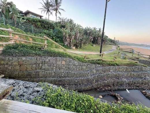 Gabion retaining wall coastal protection works